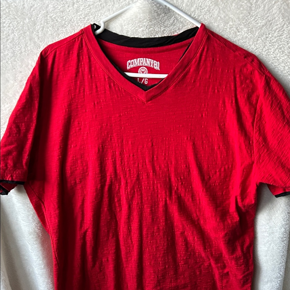 Men's Red V-Neck Shirt company 81
